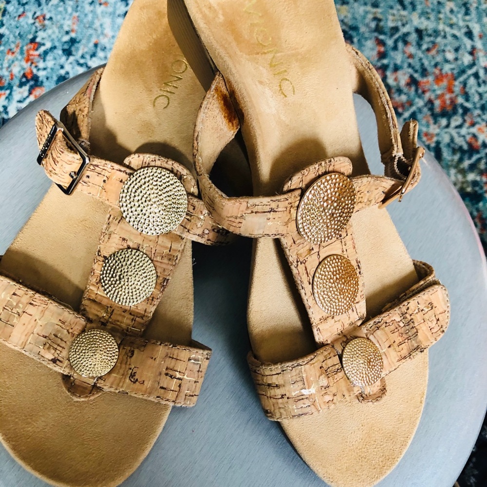 Vionic Gold Cork Adjustable Sandals - image 1